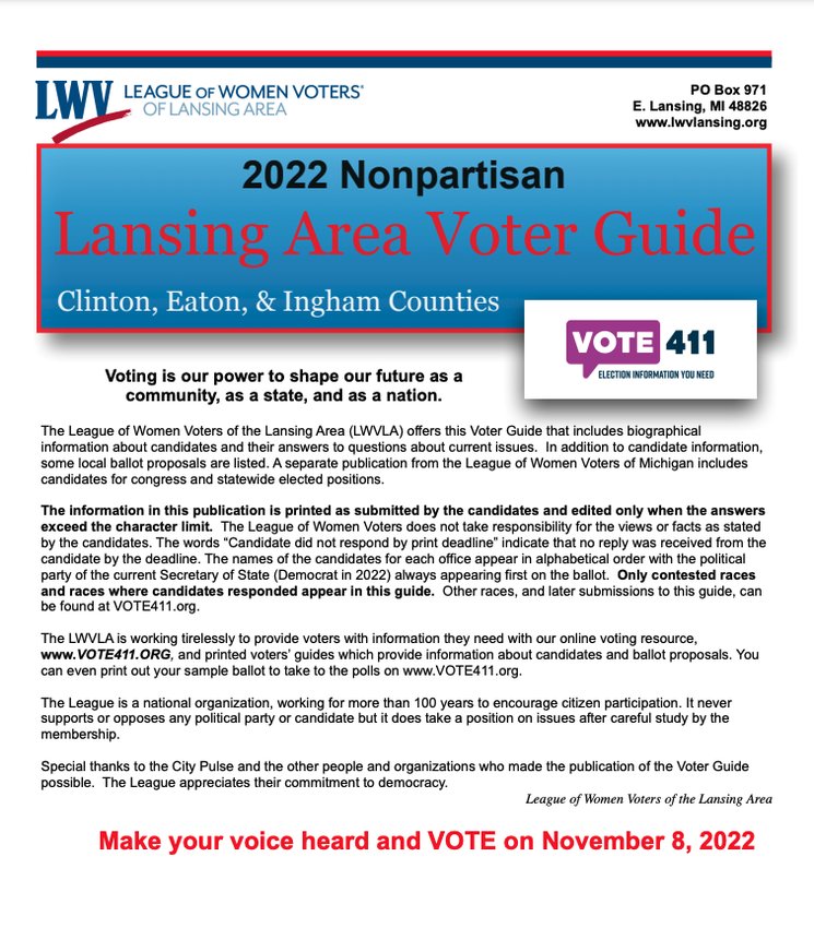 The entire League of Women Voters Voter Guide in City Pulse City Pulse